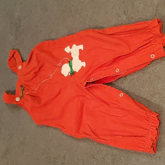 Girls Retro Poodle dog overalls size 24 months - Picture 1 of 3